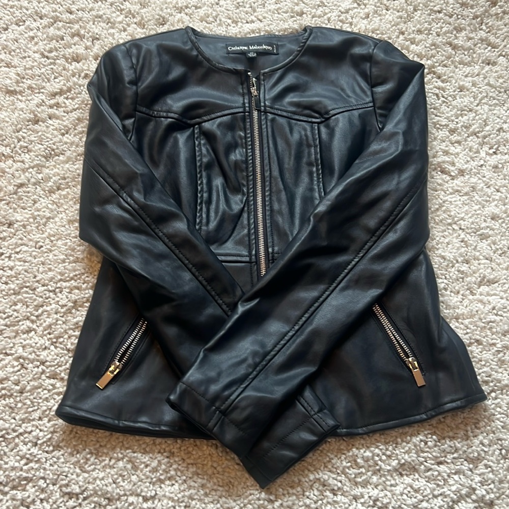 NWOT Catherine Malandrino Leather Zip up Jacket